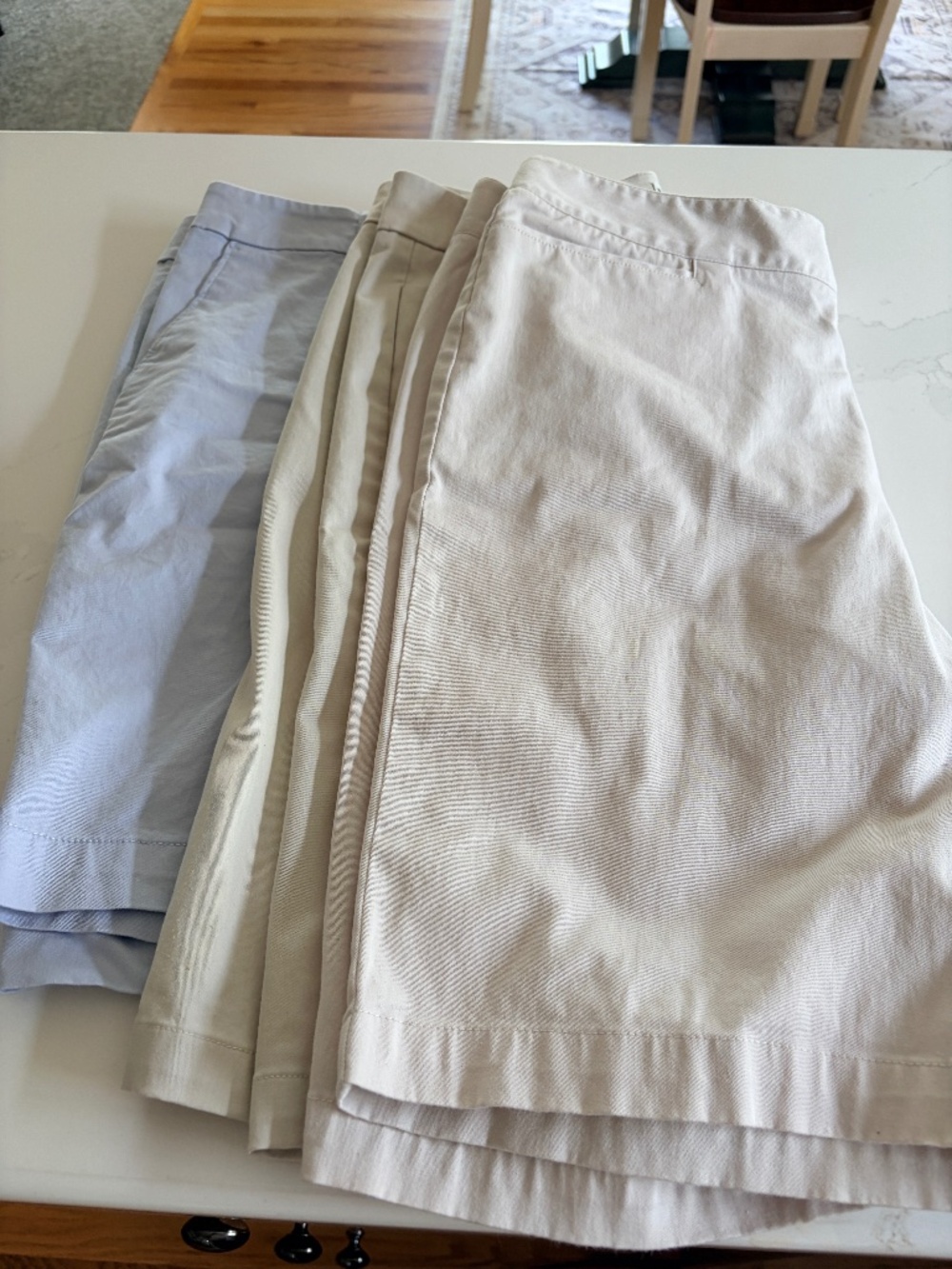 3 Pair Bermuda Shorts, Dockers and Matty M. Cotton Size 12 Beige and Blue